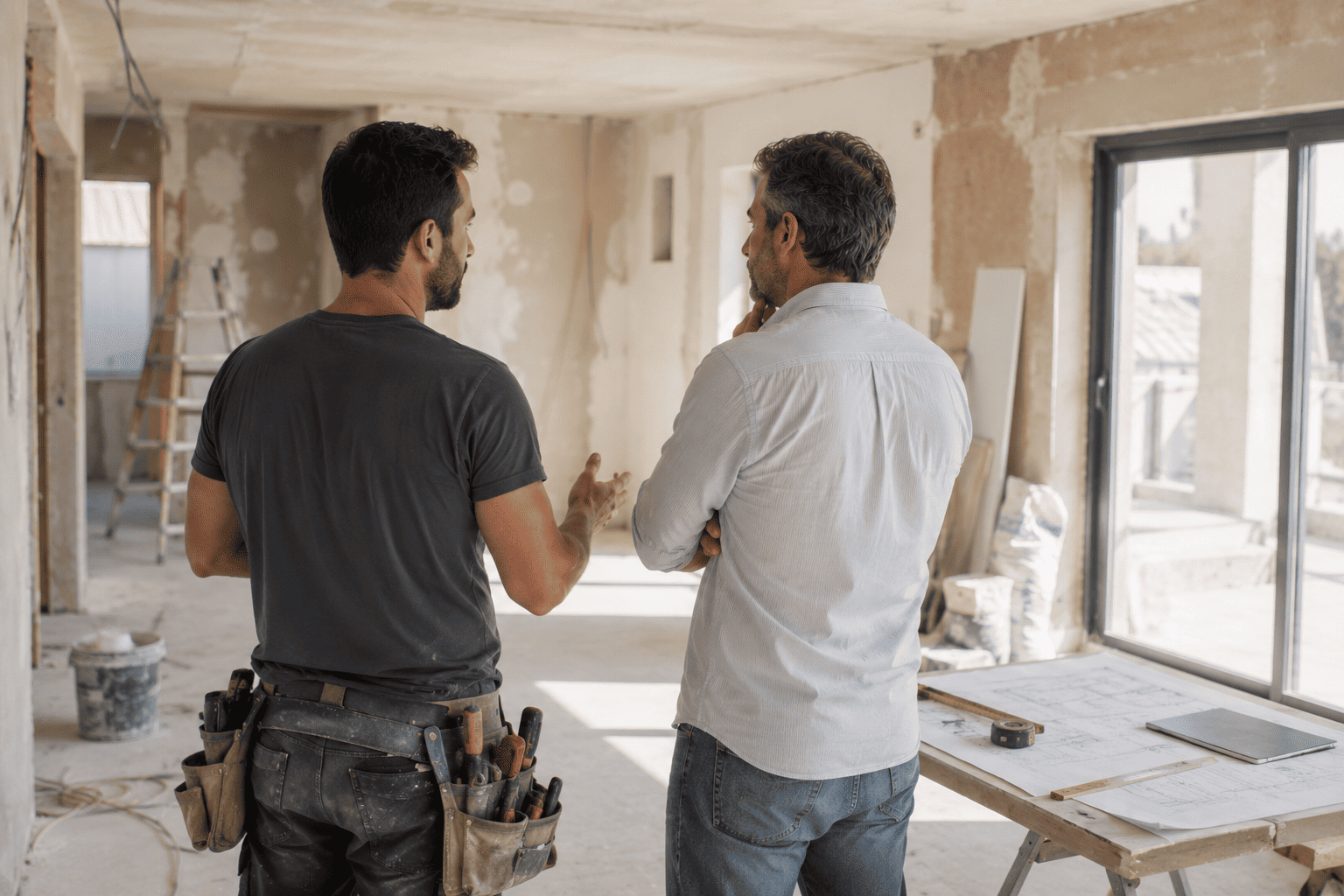 Equip de Reformes Integrals Rivera treballant en una obra